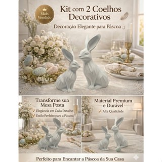Kit 2 Coelhos Decorativos Páscoa Luxo Minimalista Enfeite Moderno para Mesa Posta e Decoração em Oferta na Shopee
