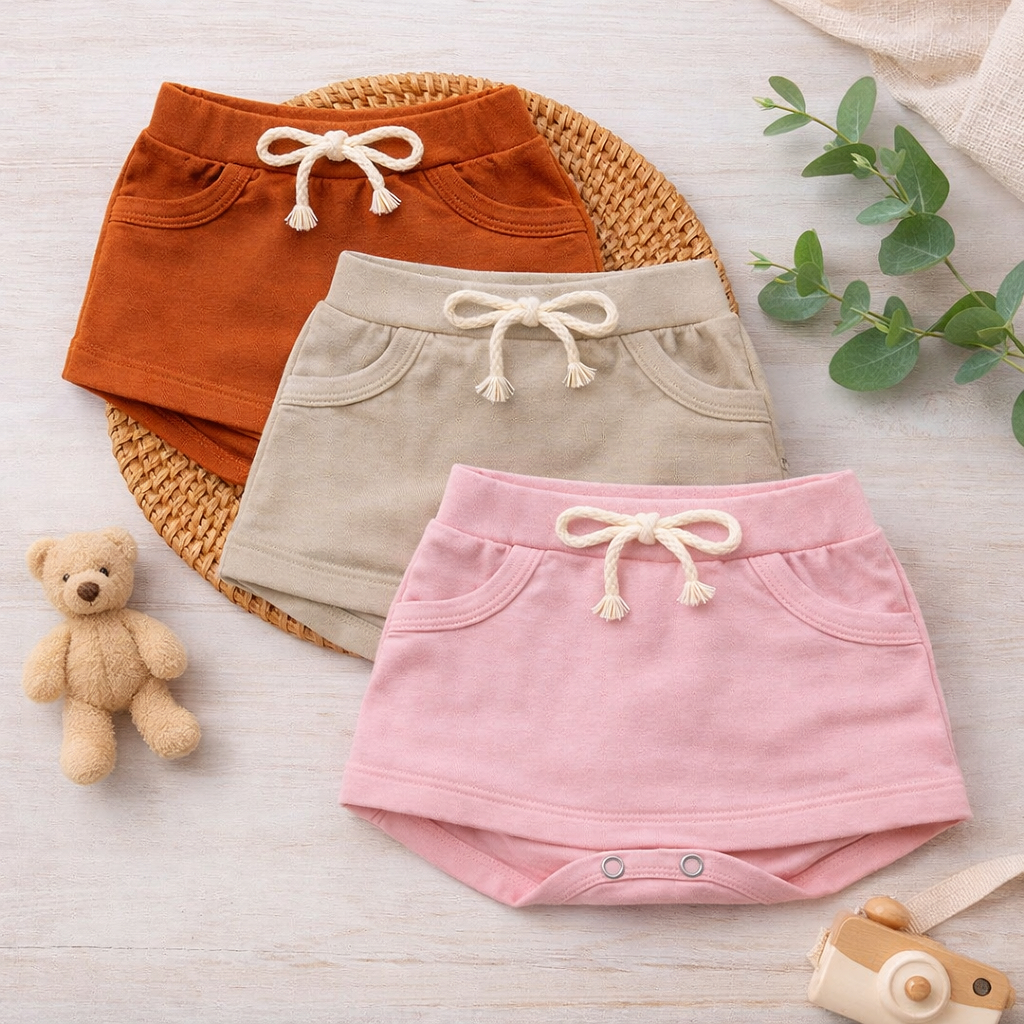 Short Saia Tapa Fralda Bebê Menina Verão 100% Algodão em Oferta na Shopee