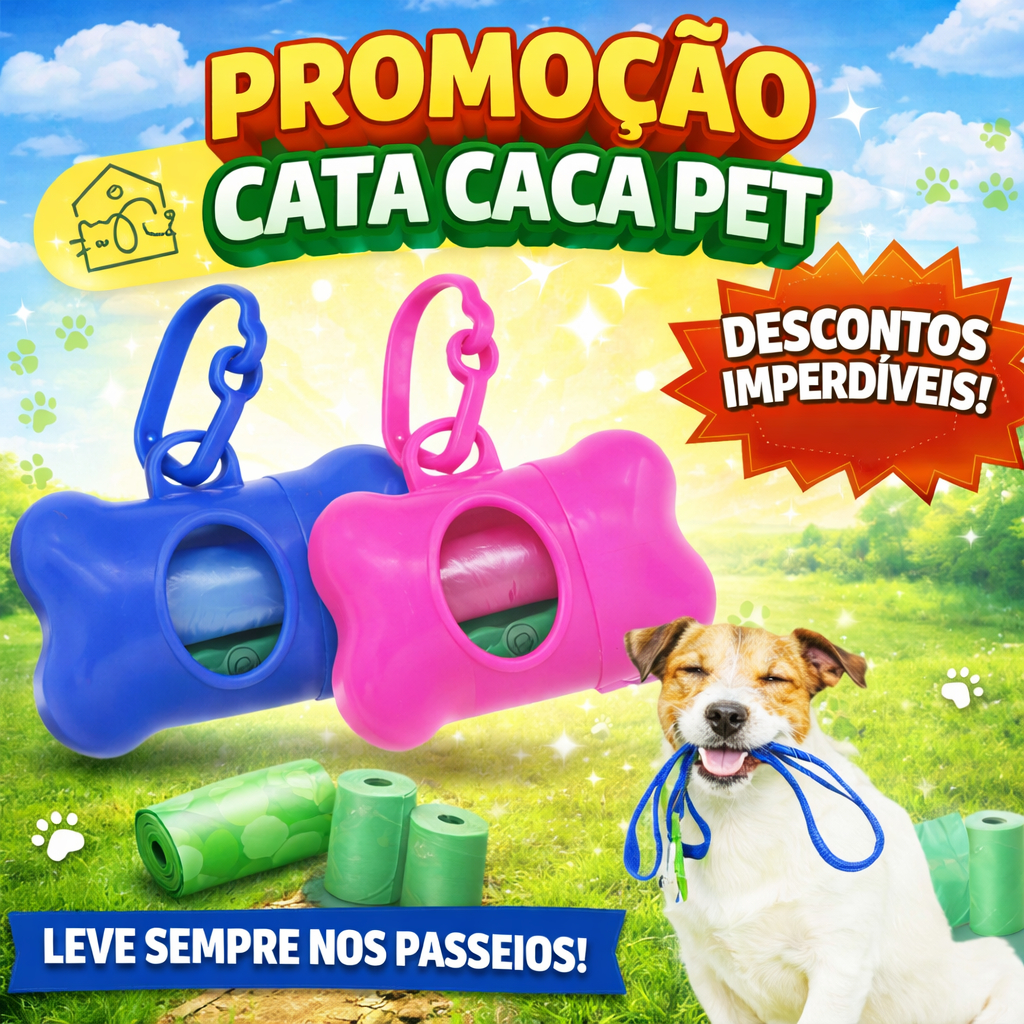 Cata Caca para Cachorro e Gato com Porta Saquinho e Refil