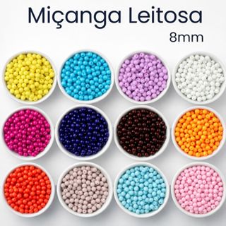Miçanga Bola Acrilica Leitosa 8MM Colorido em Oferta na Shopee