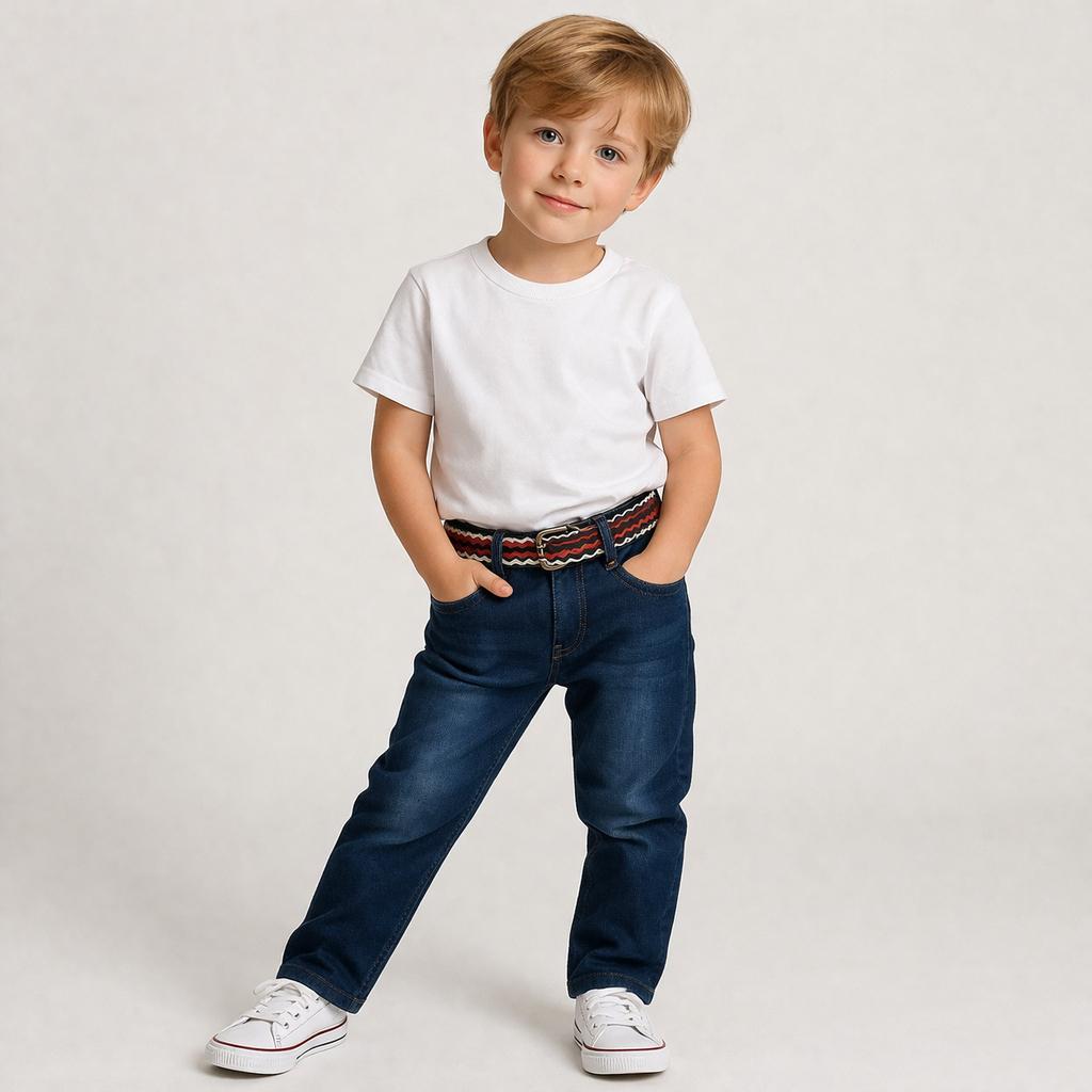 Calça Jeans Infantil Menino com Cinto Ajustável Confortável