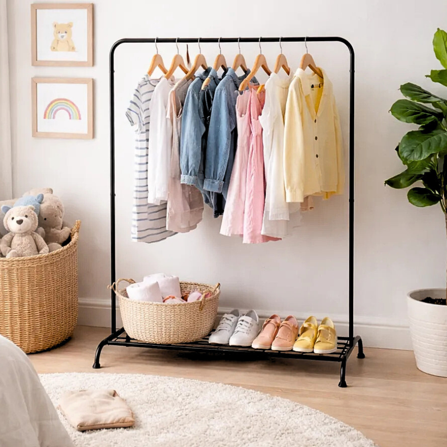 Guarda Roupa Portátil Arara Multifuncional Infantil Minimalista Organizadora De Roupas Roupeiro Loja