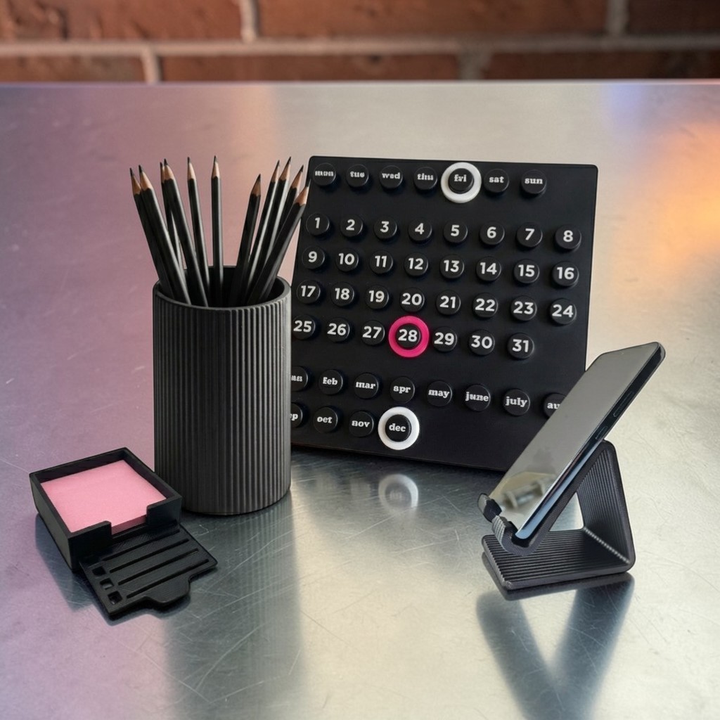 Kit Home Office Organizador Mesa Calendário Perpétuo Porta Caneta Porta Post-it Escritório Luxo Minimalista