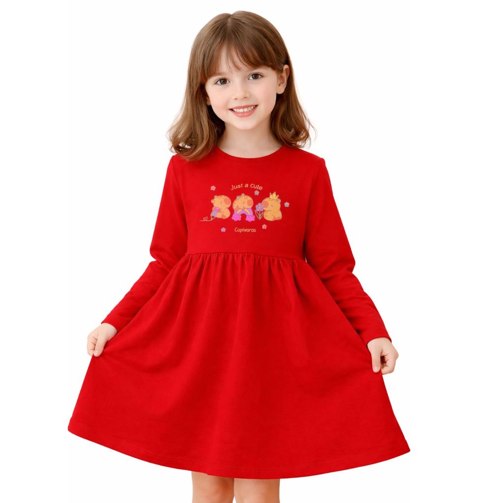 Vestido Infantil Manga Longa – Tamanhos 2 ao 12 | Conforto, Estilo e Estampa Fofa!