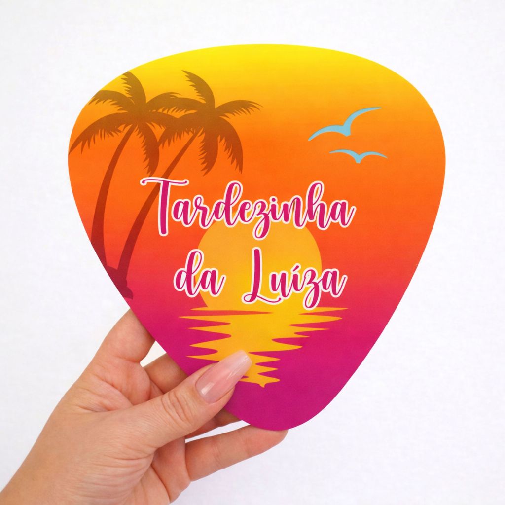 Ventarola Leque TARDEZINHA laranja e rosa personalizadas lembrancinha decoração aniversário festa na piscina pool party