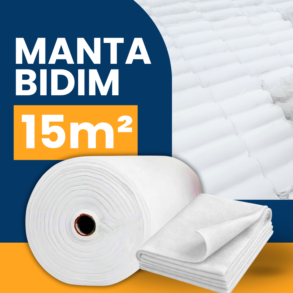 Manta Bidim VP50 15m² Reforço Para Manta Líquida Telhados Lajes Calhas Alta Resistência