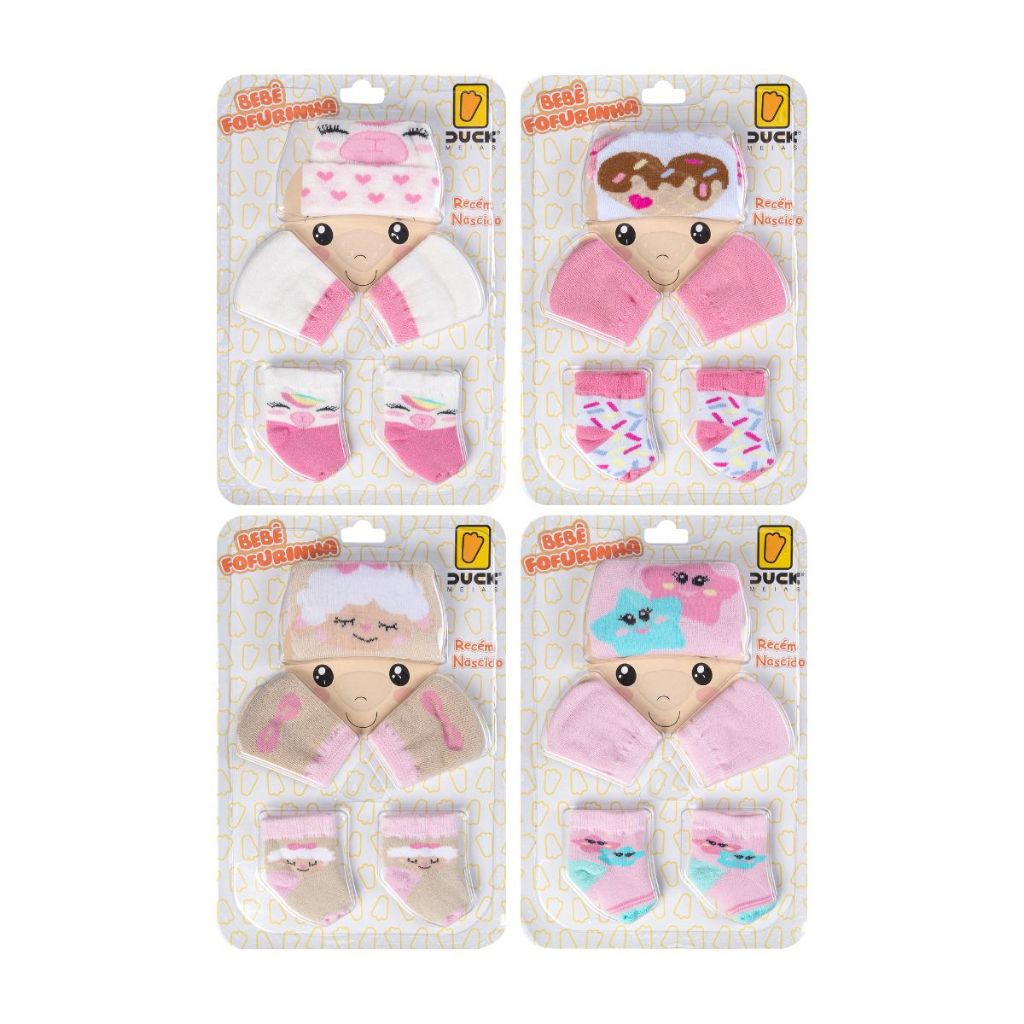 Kit 4 conjunto Meia Luva Touca para Bebê Recém Nascido 0 a 03 meses Maternidade Enxoval Fofurinha em Oferta na Shopee