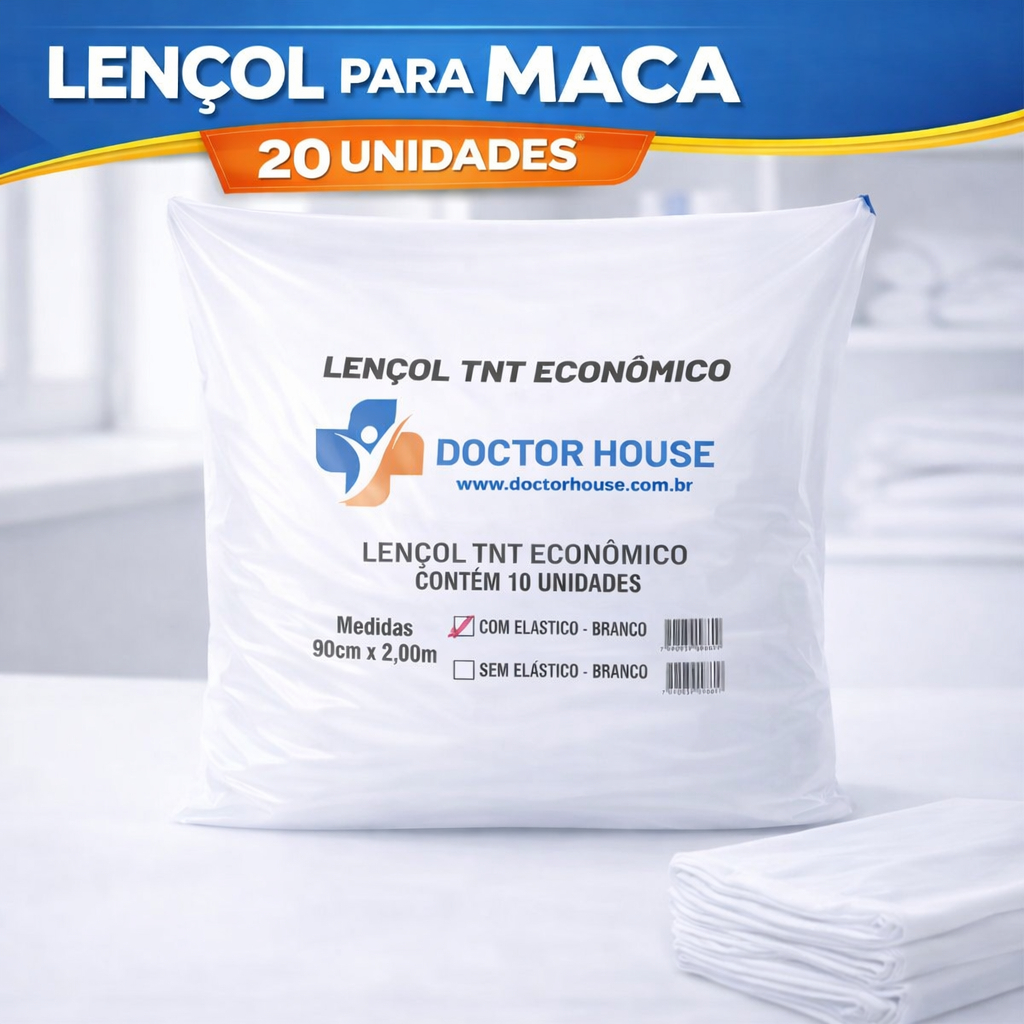 20 Lençol Descartável TNT Branco Maca 2,00x0,90 com Elástico Gramatura Leve Uso Clínico Consultório em Oferta na Shopee