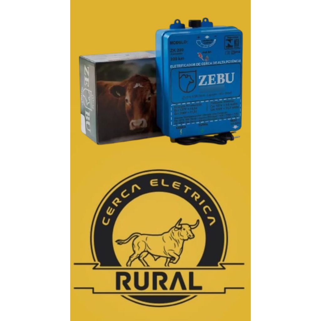 ELETRIFICADOR CERCA ZEBU ZK200 – 10 JOULES COM FUNÇÃO SECA CAPIM