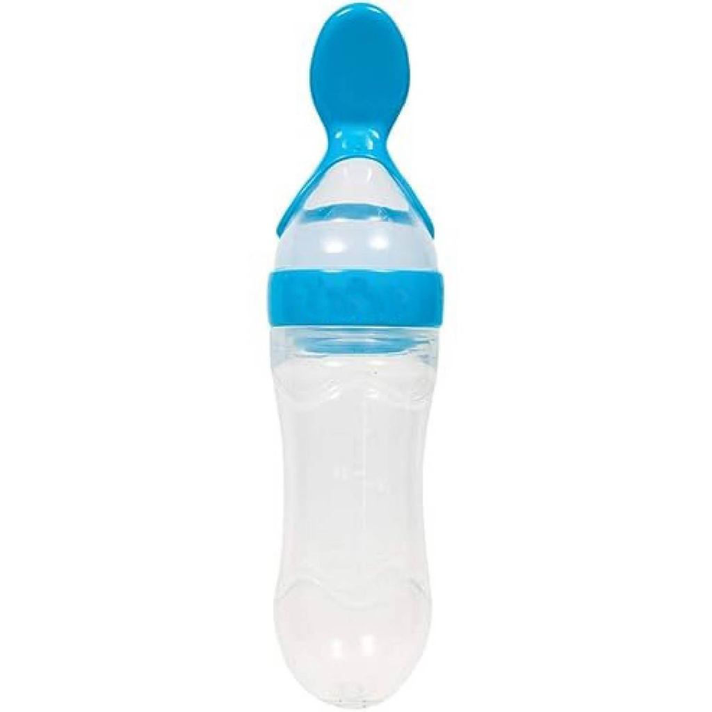 COLHER DOSADORA DOBRAVÉL AZUL P/PAPINHA BEBÉ SILICONE MODERNO E SEGURO P/ALIMENTAÇÃO TAMPA HIGIÉNICA