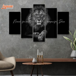 Quadro Decorativo Mosaico Leão de Judá Jesus Cristo 80x50 cm