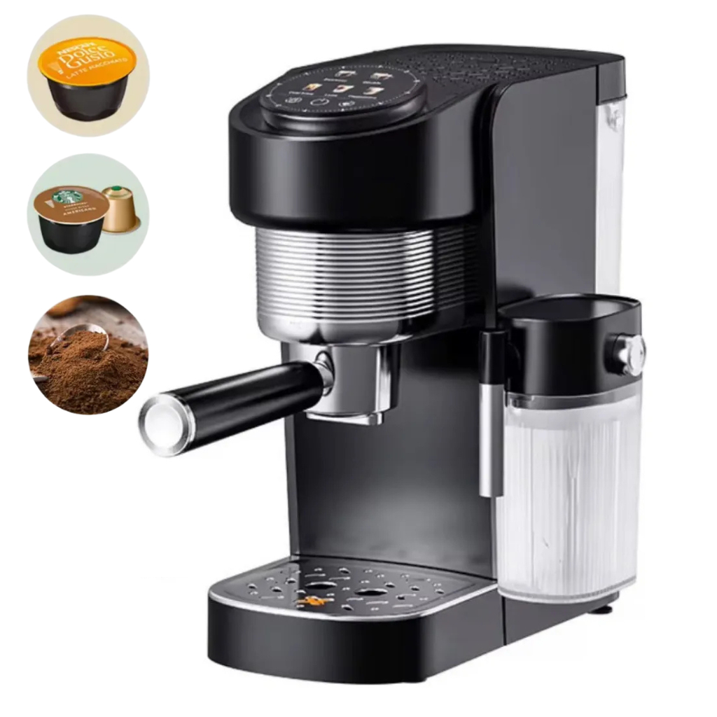Cafeteira Espresso 3 em 1 Multicápsulas com Espumador de Leite Automático | Compatível com Cápsulas