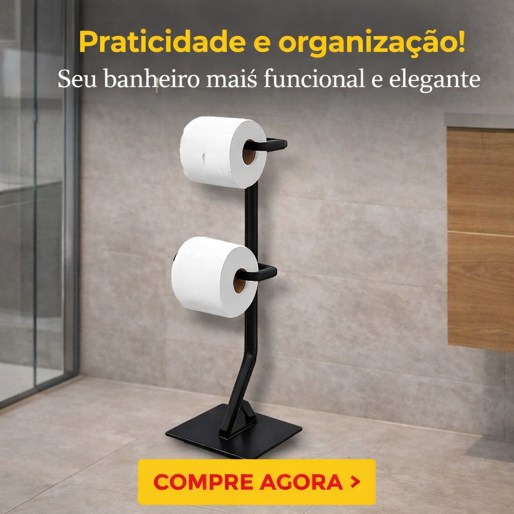 Suporte de Papel Higiênico de Chão para Banheiros e Lavanderias - Porta Papel Higiênico