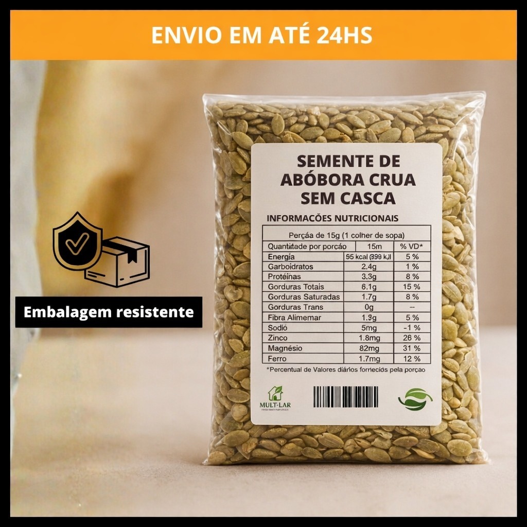 SEMENTE DE ABÓBORA SEM CASCA E RICA EM NUTRIENTES