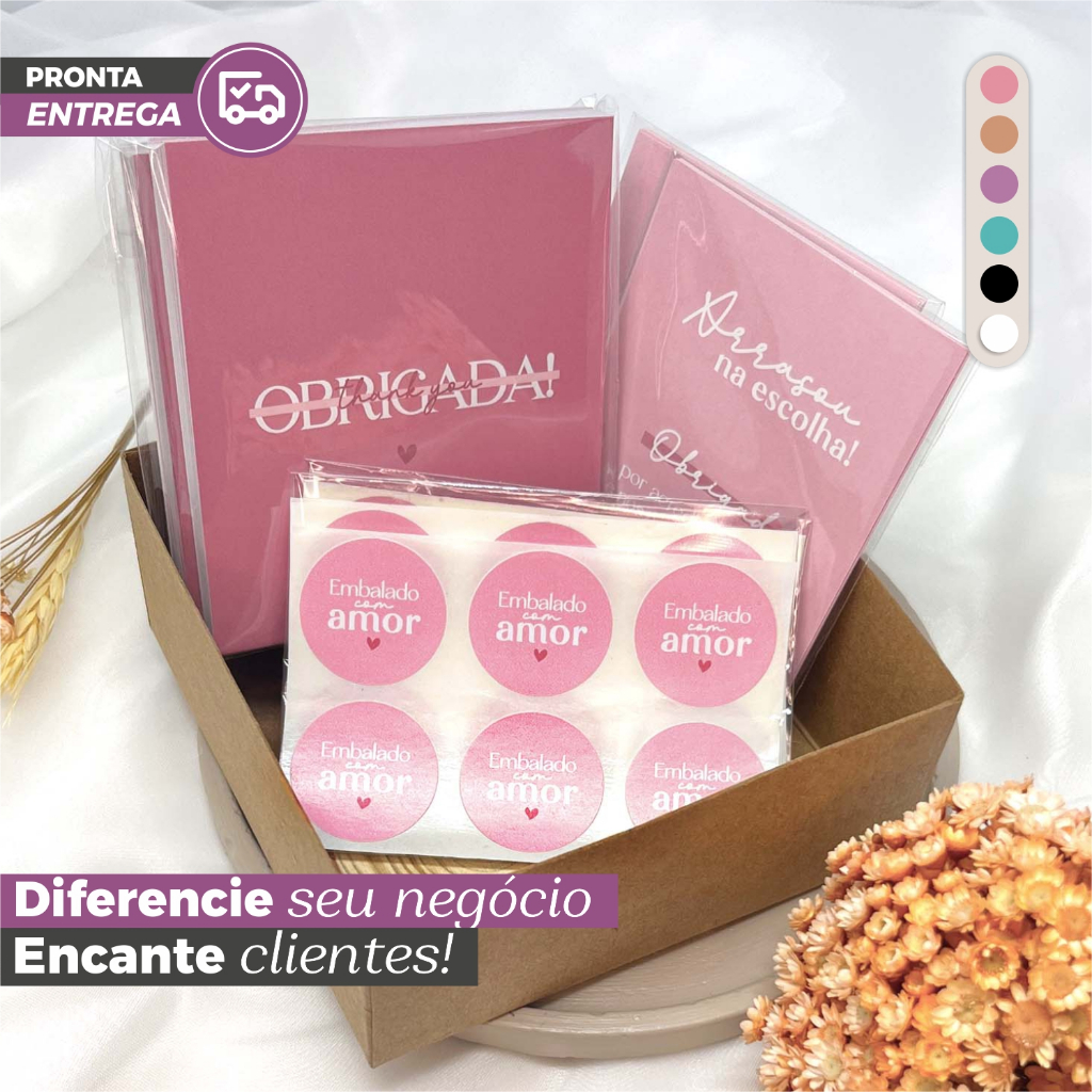 Kit Empreendedor para loja | Cores variadas | até 300 unidades | para envio de pedidos | papelaria para unboxing em Oferta na Shopee