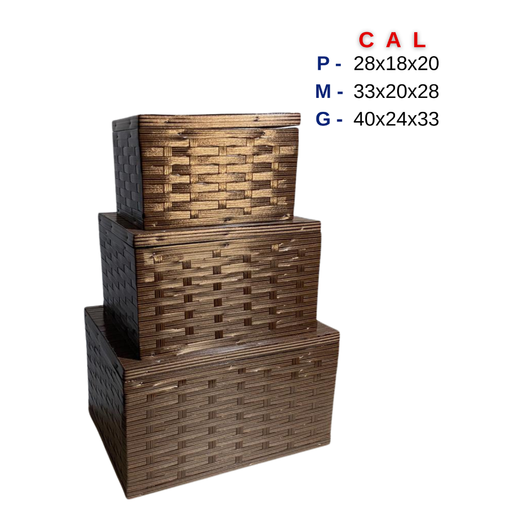 Kit Baús Organizadores Multiuso Em Fibra Sintética -S- P/M/G em Oferta na Shopee