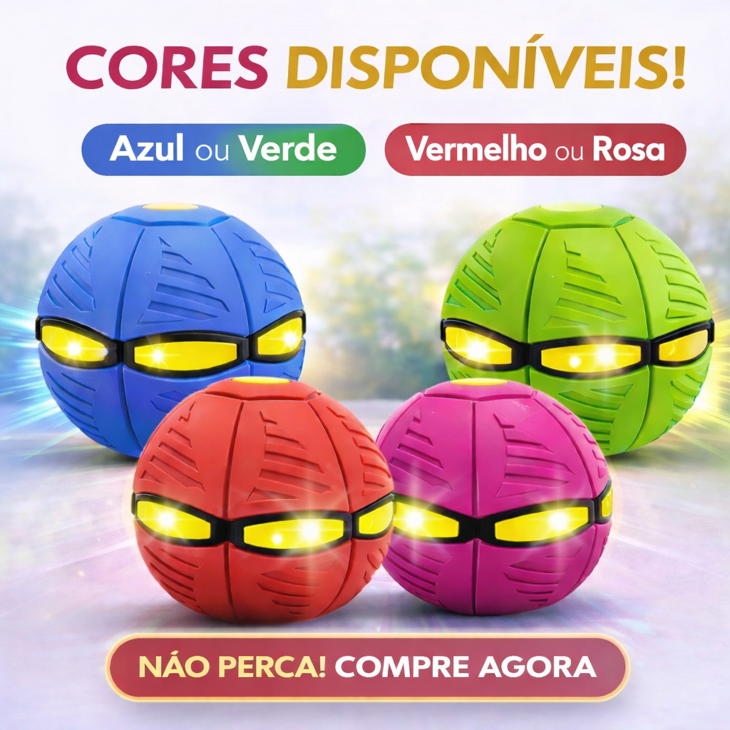Bola Mágica Disco Voador com LED Transforma em Bola Brinquedo Interativo para Crianças e Pets