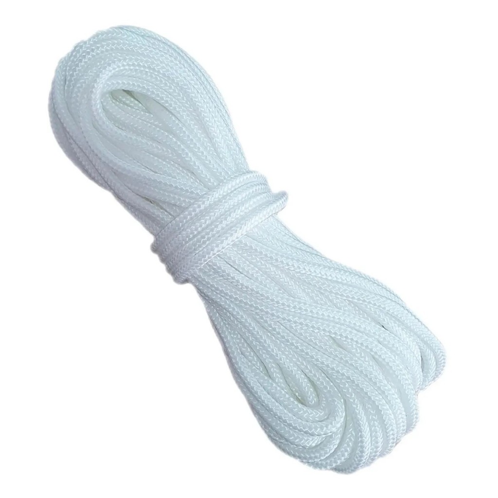 Corda de Varal De Teto Ultra Resistente Antimofo 20 Metros - 4mm Cor Branco