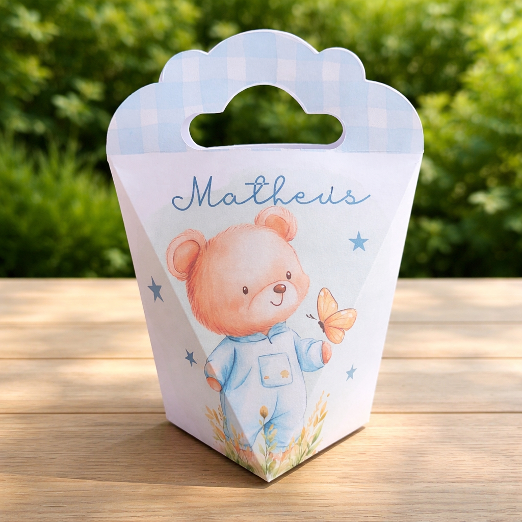 10 Caixas Lembrancinha Ursinho Personalizada PEGUE MONTE, Chá de Bebê, Aniversário e Batizado, caixa maternidade