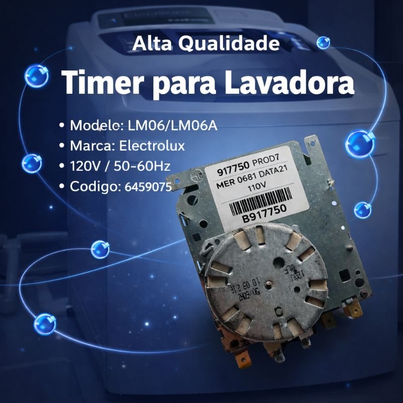 Timer Eletromecânico para Lavadora *Electrolux* - Modelos: LM06/LM06A - Código: 6459075 - 120V/50-60Hz