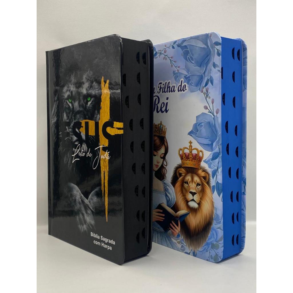 Kit 2 Bíblias Sagrada Tamanho Grande Capa Dura Com Harpa Palavras de Jesus em Vermelho (Kit 30)