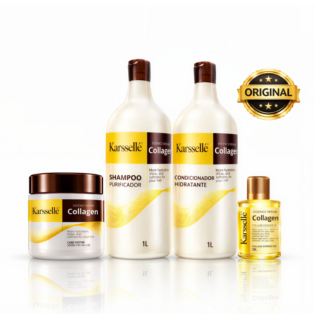 Kit Shampoo 1 L+ Condicionador 1L + Máscara 500ml + Óleo 7ml Karseellé Hidratação e Reparação