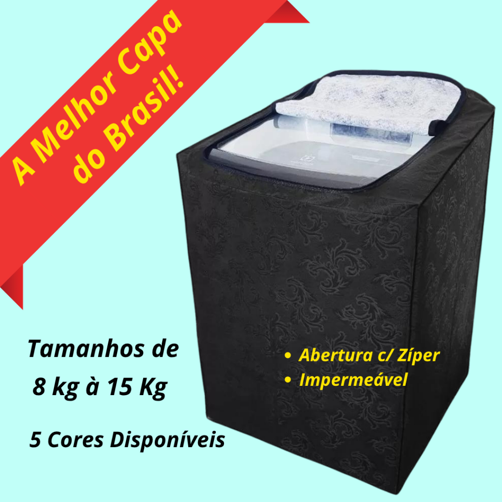 Capa para Máquina de Lavar em Corino Impermeável com Zíper | Protetor Lavadora Premium Elegante e Resistente 8kg até 15k