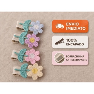Laço Flor Bebê 3,5cm no Bico de Pato | Presilha Encapada Antideslizante em Oferta na Shopee