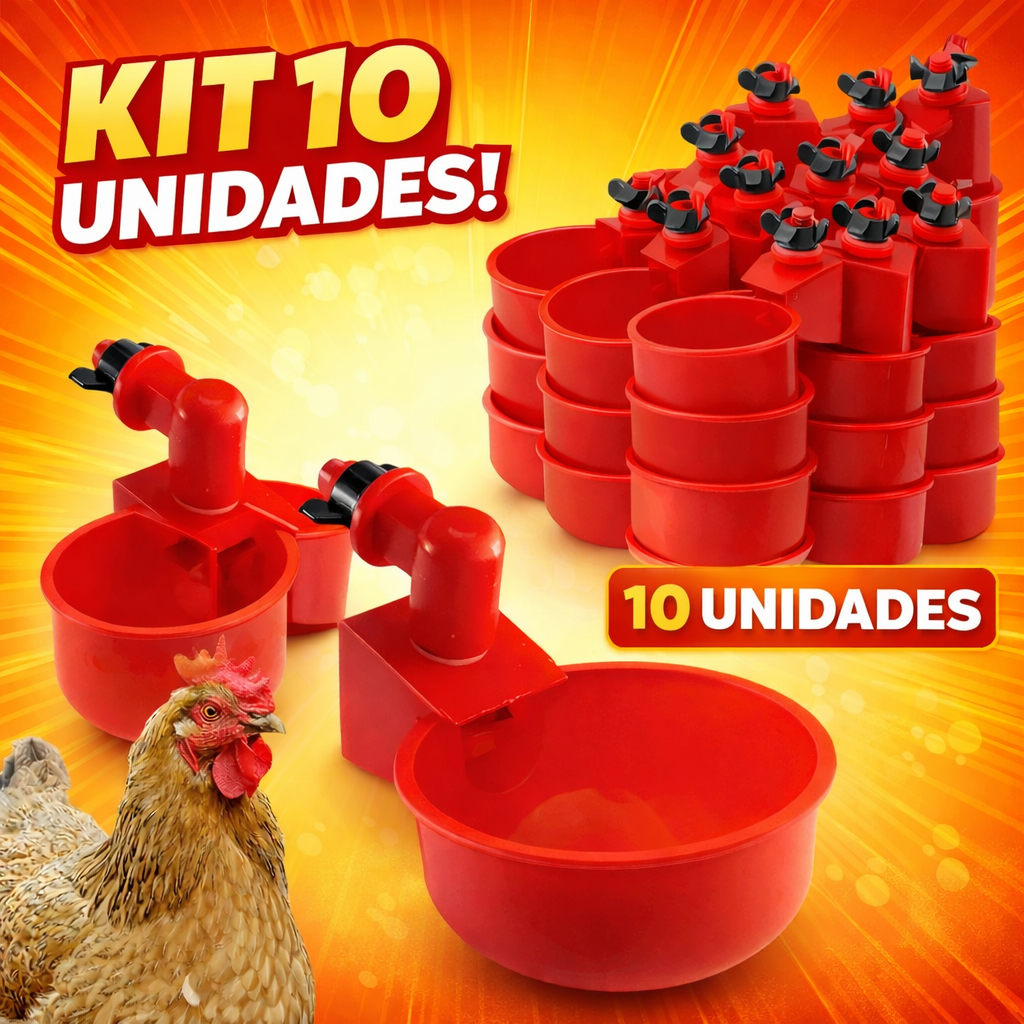 Kit 10 Unidades Bebedouros Automáticos Para Aves Galinhas Codornas