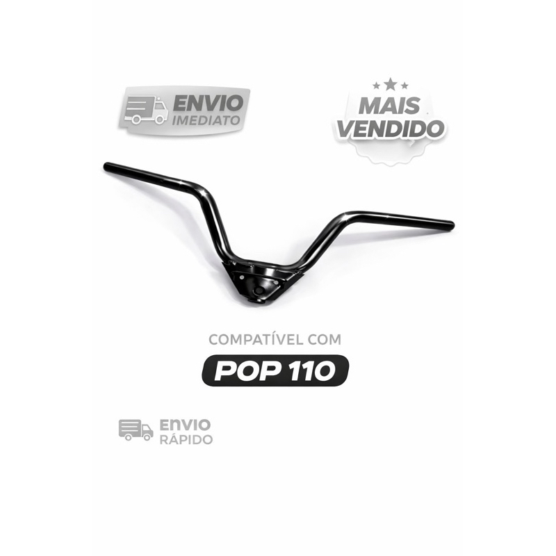 Guidão Moto Honda Pop 100 Pop 110 Preto Reposição Alta Resistência