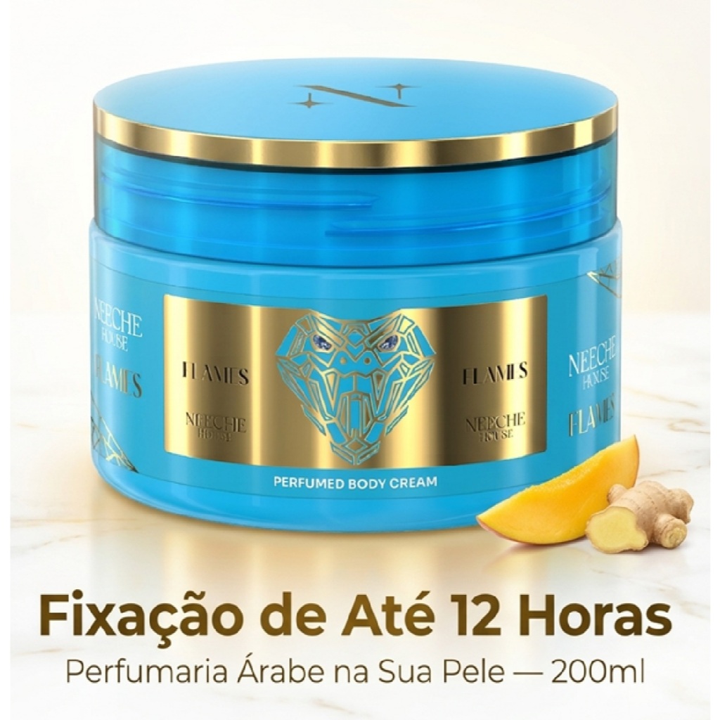 Creme Hidratante Corporal Flames Neeche House Manga Gengibre Ambar Alta Perfumaria 200ml