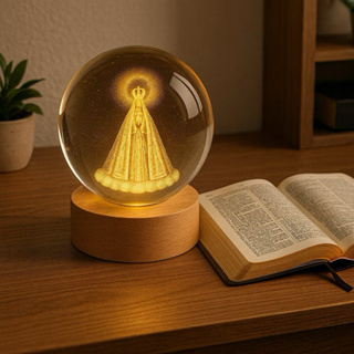 Luminária Abajur Nossa Senhora Aparecida Bola de Cristal 3D Bivolt USB em Oferta na Shopee