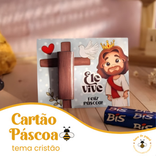 Cartão de Páscoa Religioso + Adesivo para Chocolate Batom ou Bis PRONTA ENTREGA NÃO ACOMPANHA CHOCOLATE em Oferta na Shopee