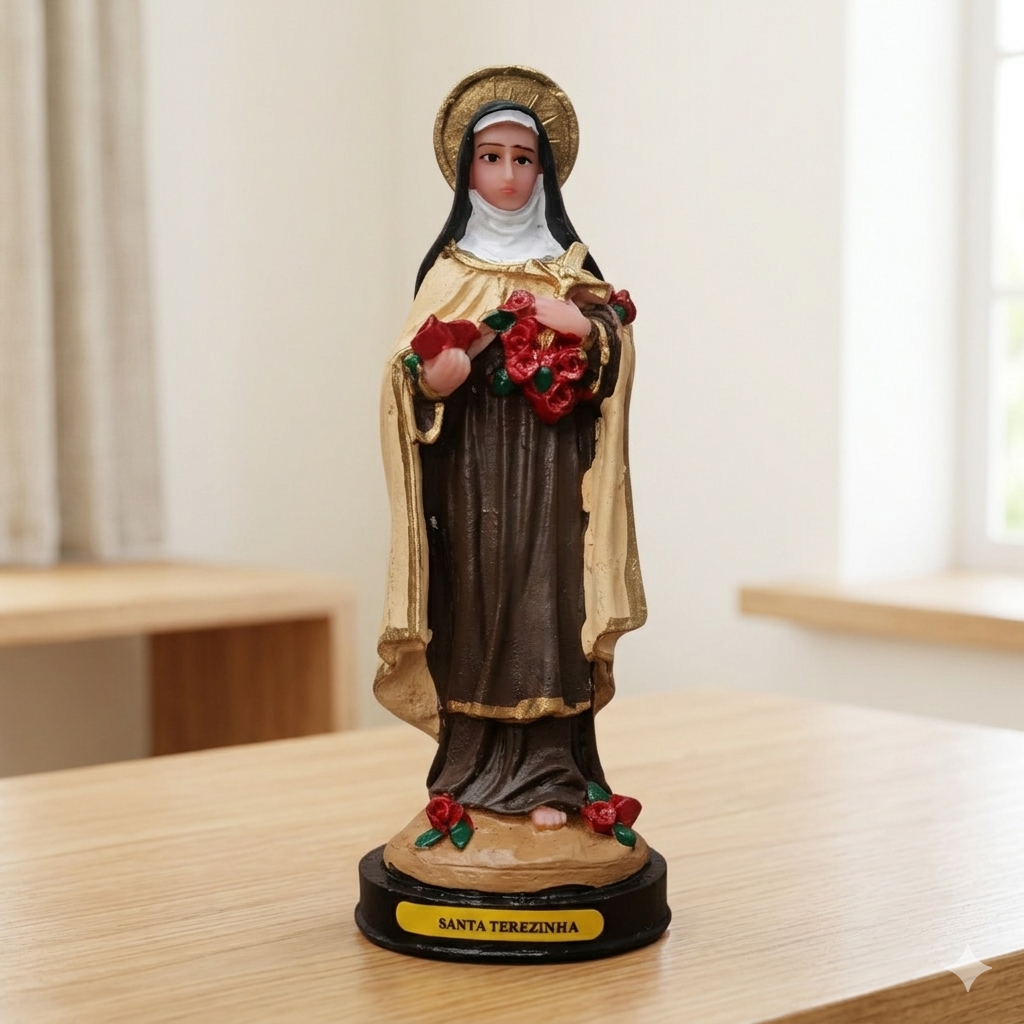 Imagem Santa Terezinha 15cm Resina Estatueta Religiosa Decoração Altar Presente Católico Artesanal em Oferta na Shopee
