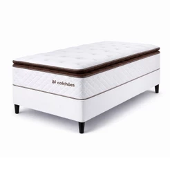 Cama Box Solteirão Colchão Molas Ensacadas com Pillow Top Extra Conforto 97x203x67cm Premium Sleep BF Colchões