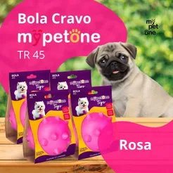 4 Bola Cravo Maciça Brinquedo Resistente para Cachorros 4,5cm - Mypetone - Rosa