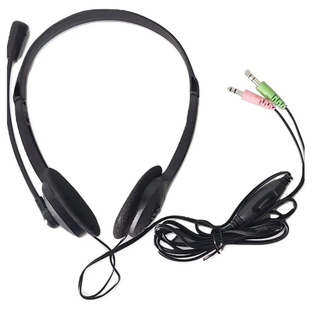Fone de Ouvido Headset p2 Duplo Fone Microfone Estéreo para Atendimento Home Office