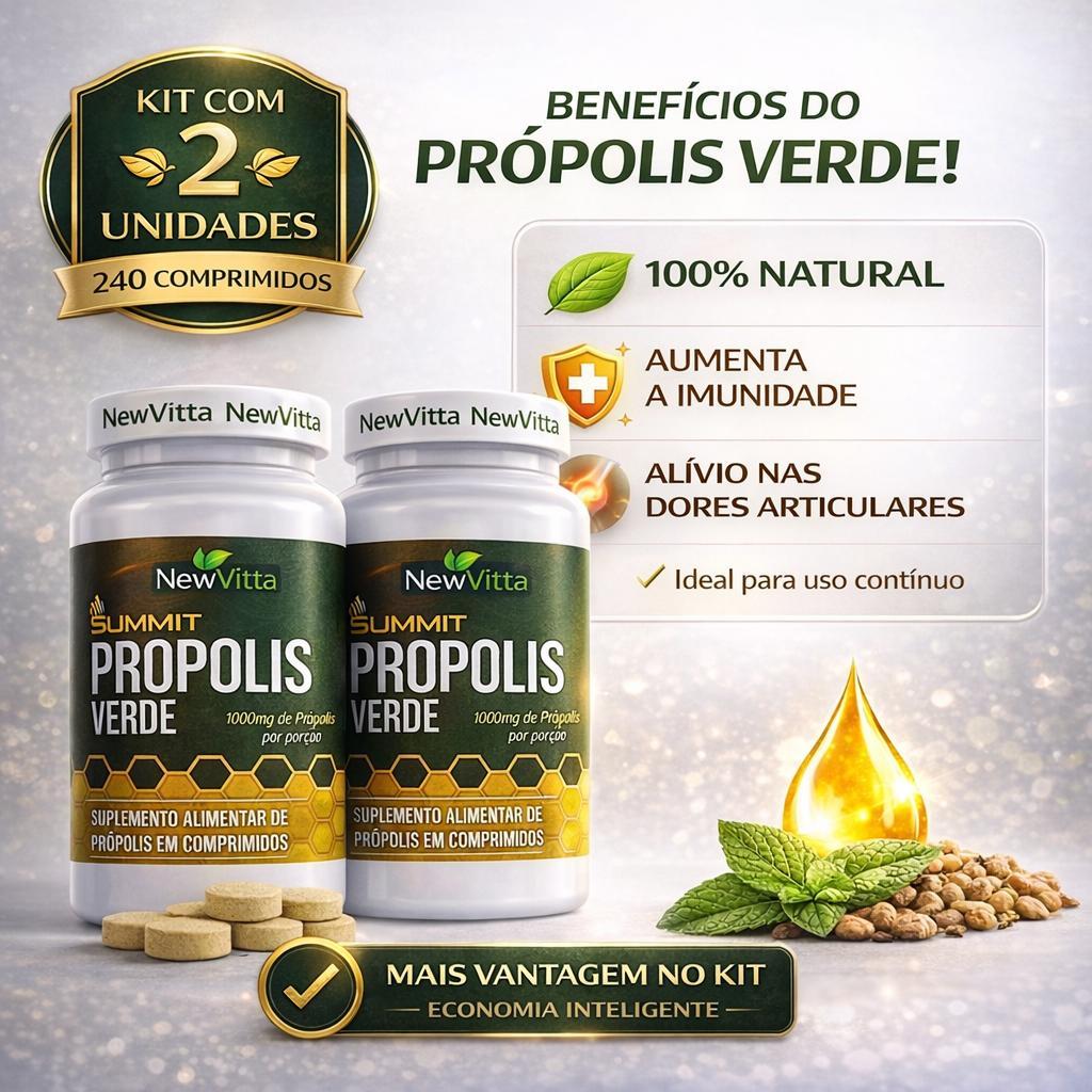 Própolis Verde 1000mg 240 Comprimidos, Alta Imunidade e Alívio nas Dores Articulares 100% *Natural*
