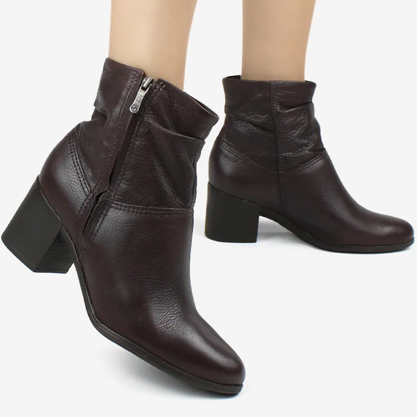 Bota Bottero Feminina Cano Médio Couro Burnish Confortável Estilo Dia a Dia Original