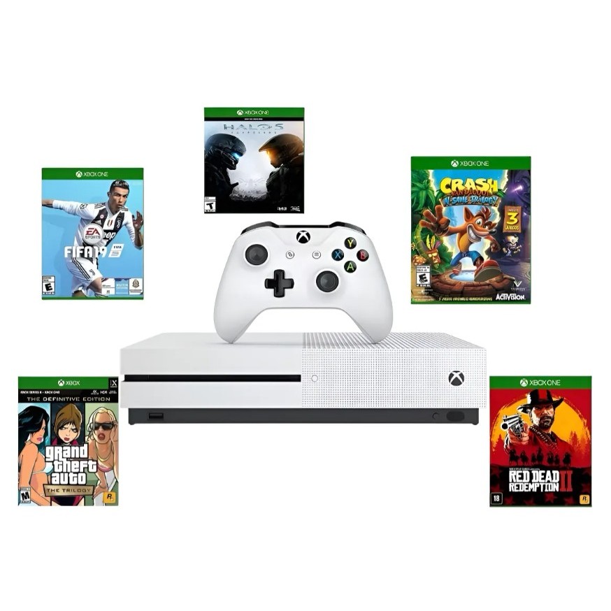 Microsoft Xbox One S 500 gigas 1 Jogo Físico 1 Controle  Branco (Recondicionado)