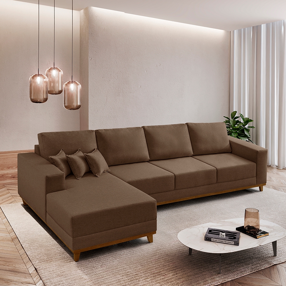 Sofá 4 Lugares Cronos 03 Metros Chaise Lado Esquerdo Meu Sofá Online