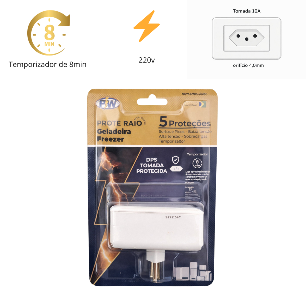 Protetor para Geladeira e Freezer - Segurança contra Raios e Relâmpagos 220V em Oferta na Shopee