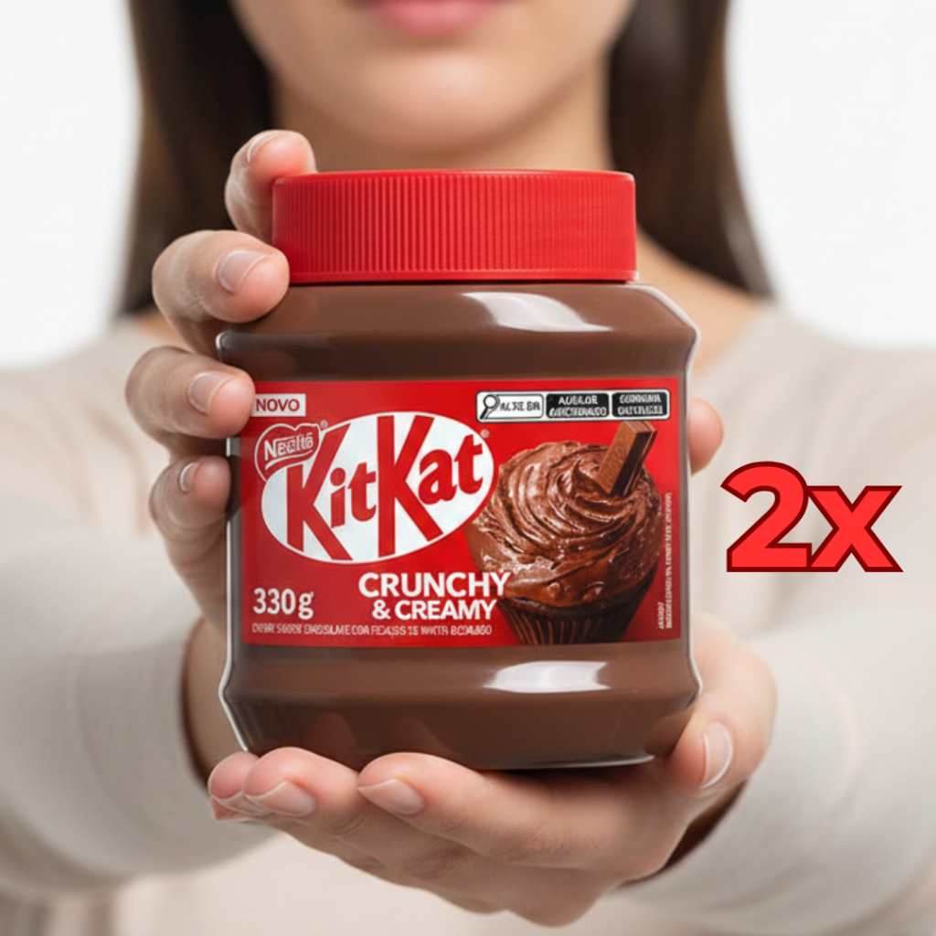 Kit 2 Creme Kit Kat Crunchy & Creamy Chocolate Crocante Nestlé Pote 330g