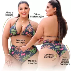 Biquíni Plus Size Cortininha Boa Sustentação Calcinha Fio Duplo Empina Levanta Bumbum Confortável GG Tendência 2026