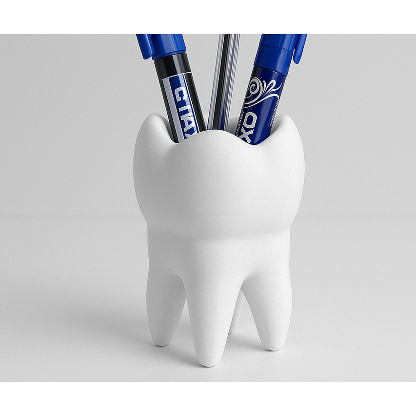 Porta Canetas Dente 3D – Organizador para Consultório Odontológico/Dentista