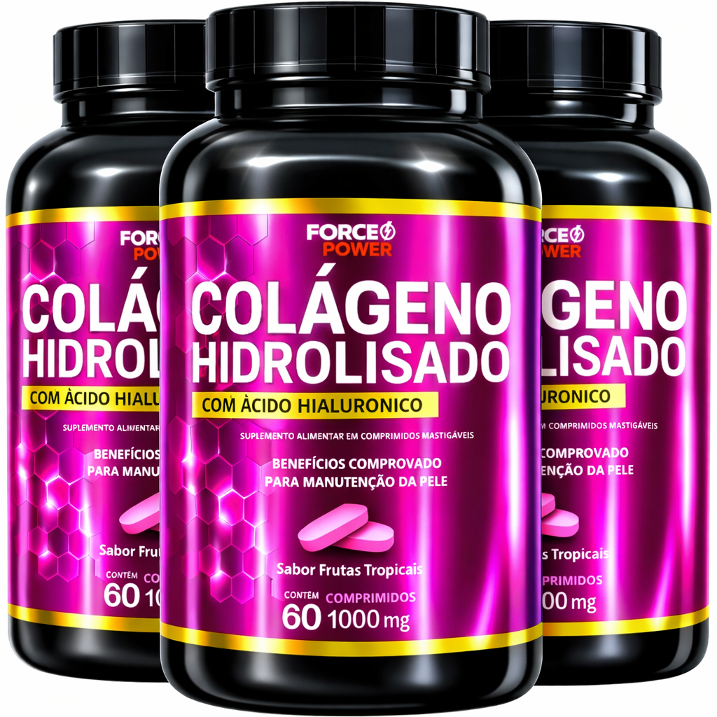 03 Colageno Hidrolisado com Acido Hialuronico para Pele - ENVIO EM 24 HORAS ( KIT PARA 03 MESES )