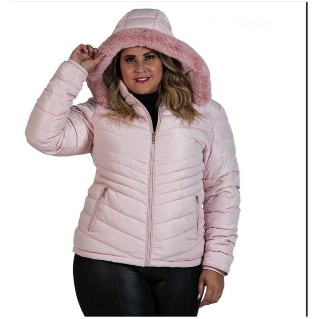 Jaqueta de Nylon forrada pelucia Plus Size Femenina mr — imagem 2 de 2