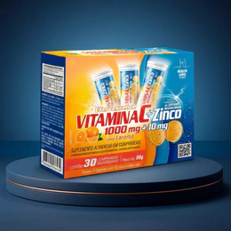 Vitamina C Zinco Efervescente 1000mg 30 Comprimidos Suporte Imunidade Antioxidante