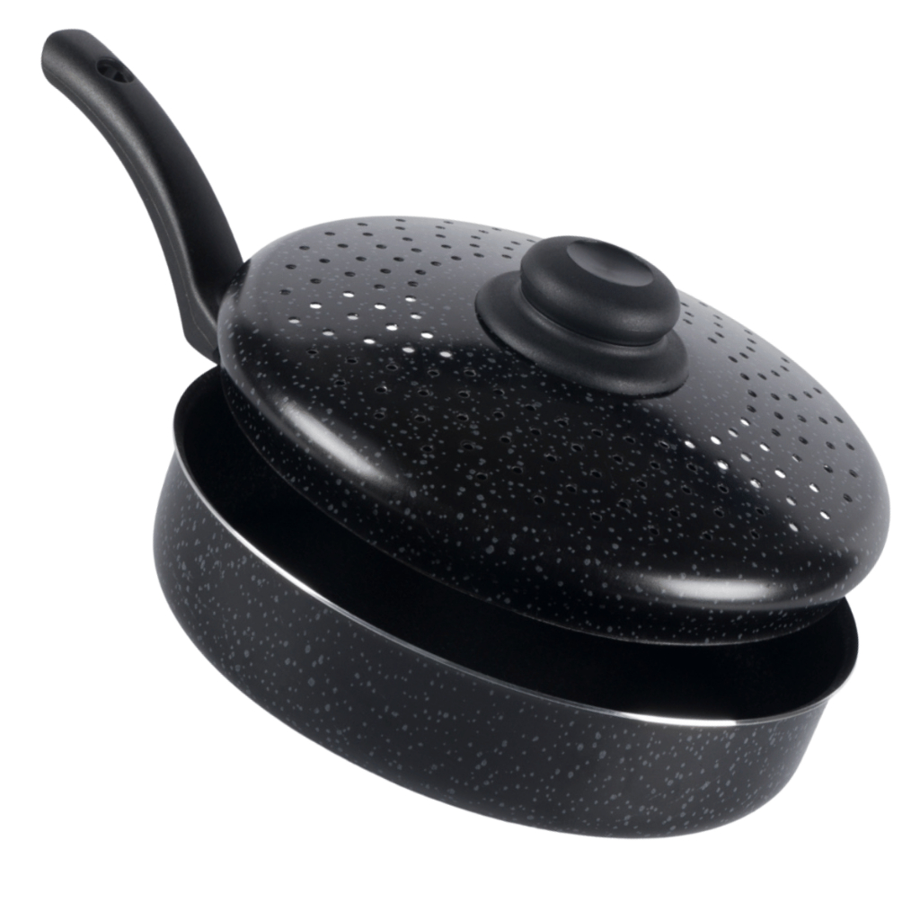 Frigideira Antiaderente Tampa De Fritura 20Cm Preto Nacional