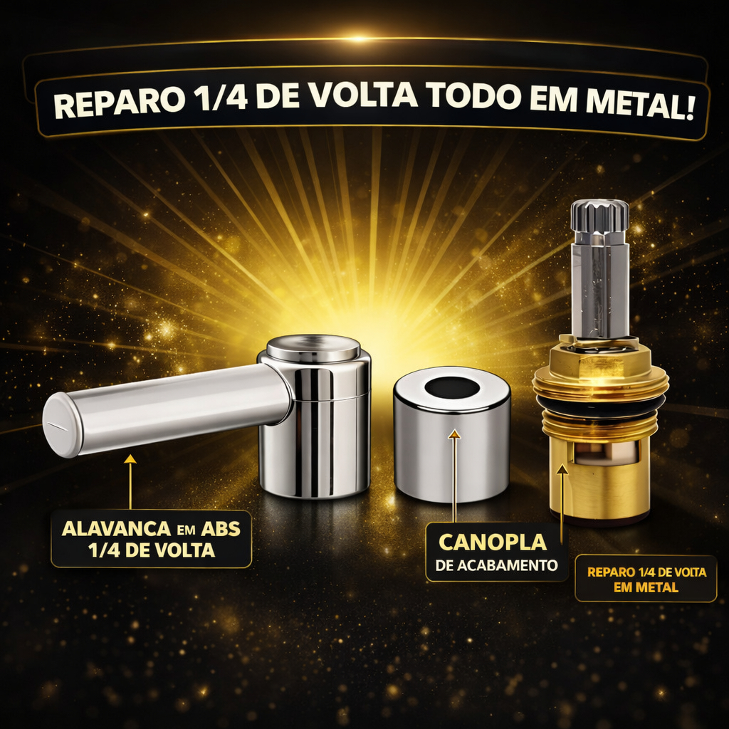 Reparo De Metal Completo Para Torneira 1/4 De Volta, Reparo, Canopla e Alavanca, Kit Reparo 1/4